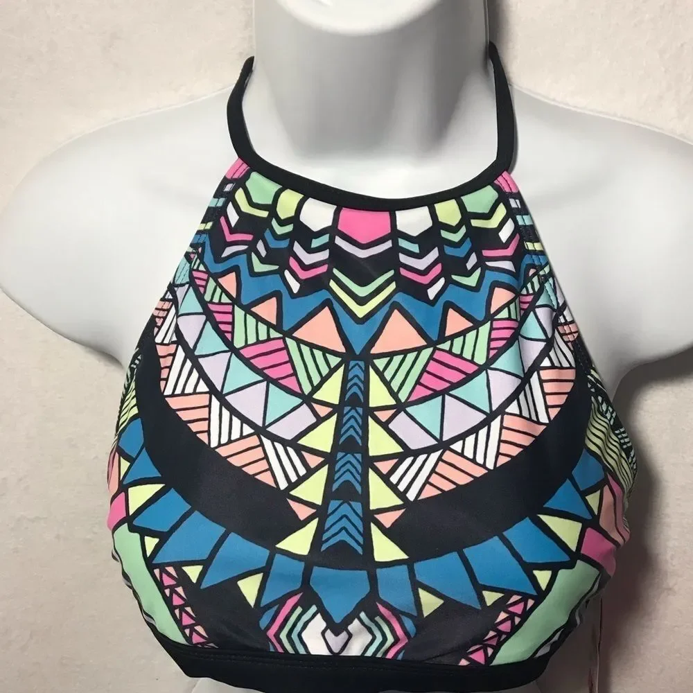 Bikini Nation Geo Halter Bikini Top (Size S)